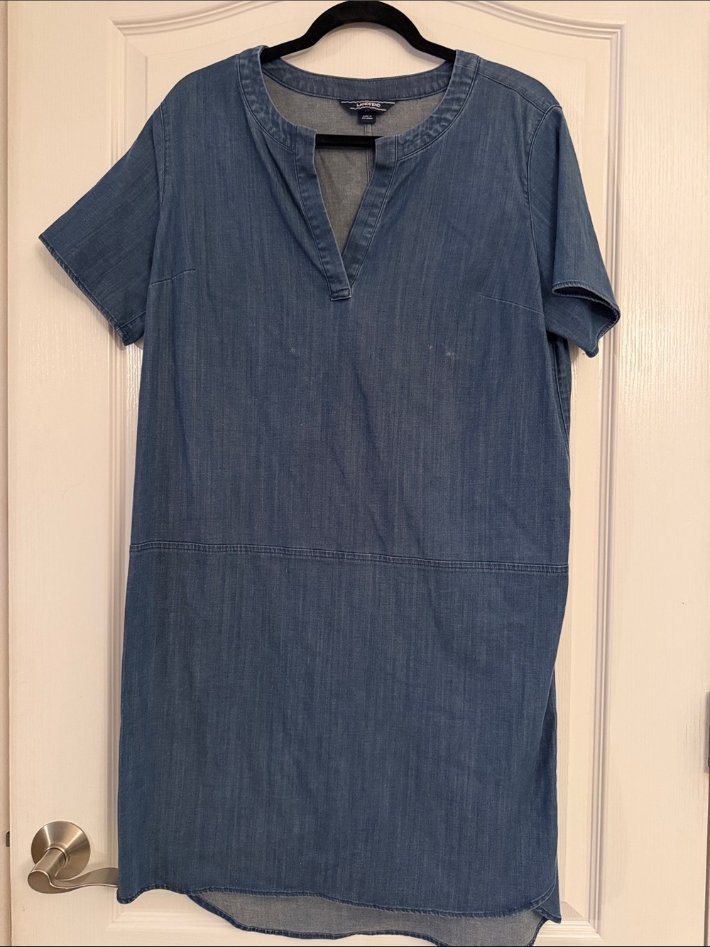 Lands' End Chambray Shift Dress - Blue